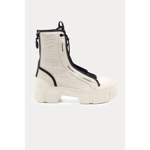 NEW VIC MATIE women's combat boots in cream/black